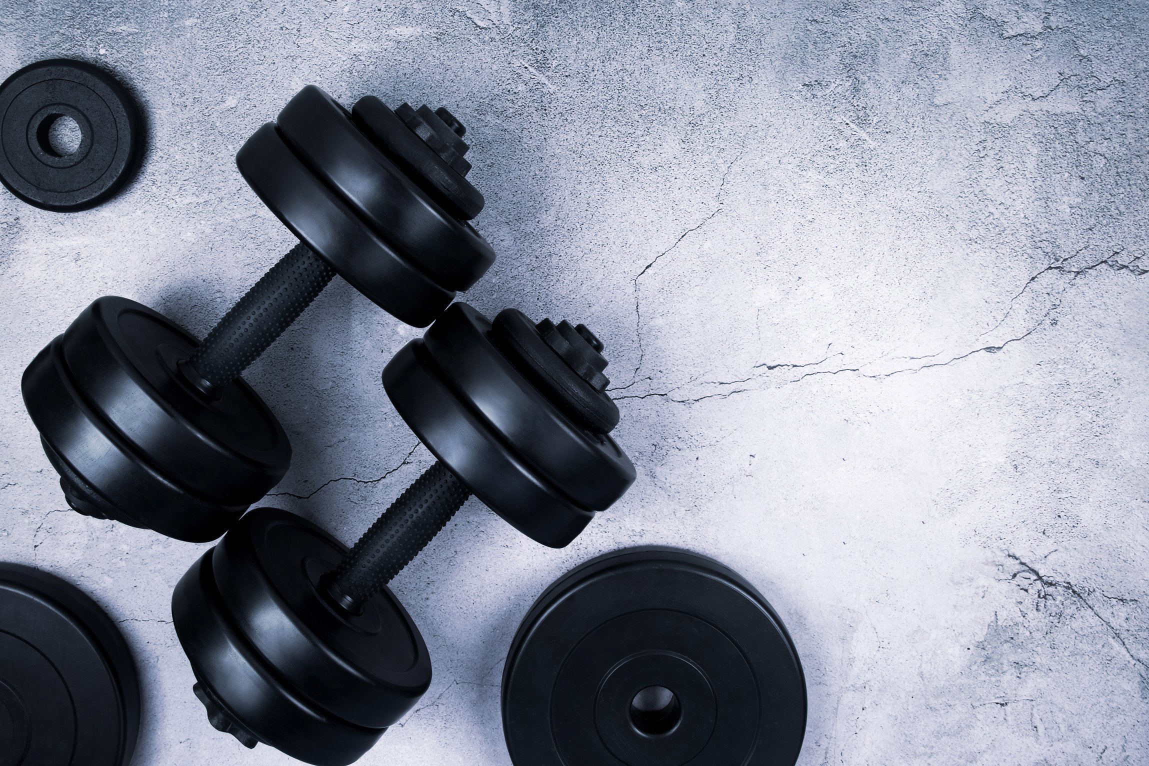 Black Dumbbells with Weight Plates